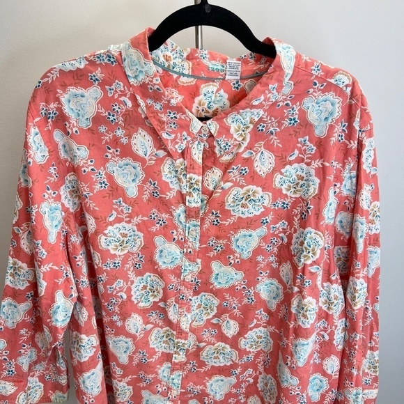 IZOD 100% cotton coral floral 3/4 sleeve blouse top 3X - Picture 2 of 12